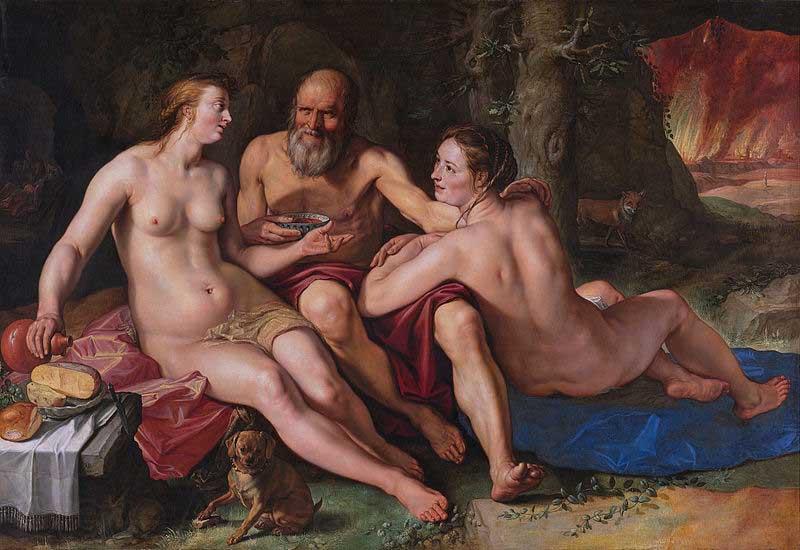 Hendrick Goltzius Lot and his daughters. France oil painting art